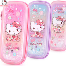 Hello Kitty Pupil Pen Bag Girl quicksand cartoon multi-function large capacity pencil case creative pencil case pencil case