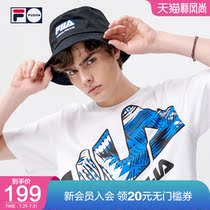 FILA FUSION FILA tide brand couple round hat 2021 spring and summer new fashion printed lanyard fisherman hat