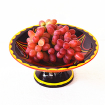 Sichuan Liangshan ethnic minority handicraft Zhaojue Yi lacquerware small short foot wooden plate fruit plate tableware