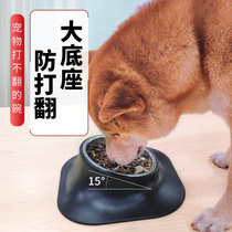 Dog basin dog bowl anti-knock Labrador medium and large dog neck stainless steel large rice basin food basin pet supplies