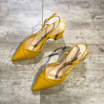 Baotou sandal women 2021 2021 new 100 hitch tip line Buttoned Shoes Woman Shallow Mouth High Heel Heels Woman heel Shoe woman