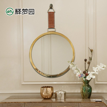 Nordic modern minimalist belt decorative mirror round hotel restaurant wall-mounted mirror toilet bathroom vanity mirror 2046