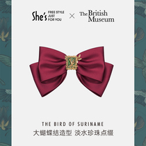 shes British Museum retro relief bird stamp bow hairclip Liu Shiyu with headgear hair accessories female