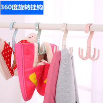 Rotatable four-claw adhesive hook creative silk scarf storage rack tie hanger plastic coat rack trailer belt shelf