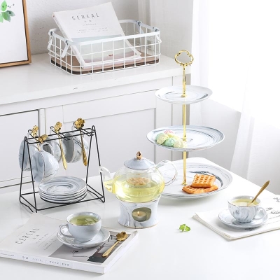 Can Tea Set Flower Glass Tea English Heating Retro Boiling French Teapot Set Heart Afternoon Girly Cute Candle
