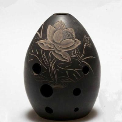 Ancient Xun national musical instrument 8 hole black pottery Xun eight hole Xun beginner pear-shaped hand Xun blowing musical instrument Xun self-study