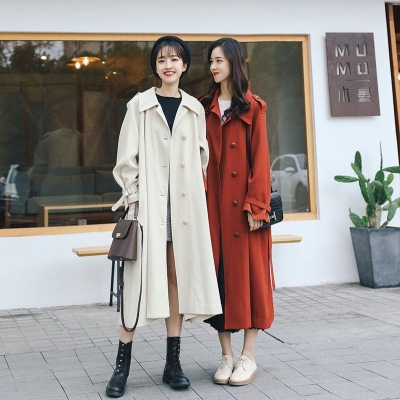 Trench coat women long small man Korean version of loose English wind over the knee 2020 new spring and autumn popular coat thin