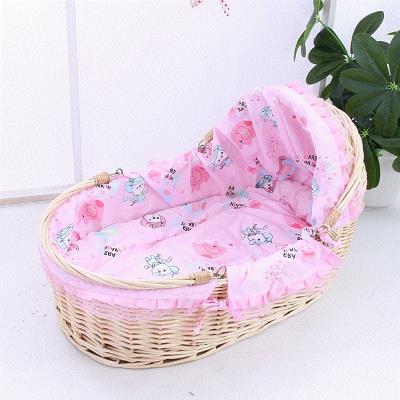 Willow rattan baby basket blue belt portable car basket sleeping basket basket basket baby cradle roller