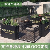 Outdoor wrought iron flower box combination City green flower trough flower bed sales building commercial street coffee milk tea shop outside the fence