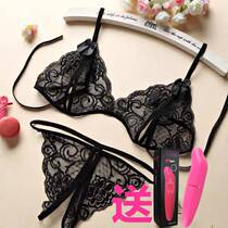 Erotic lingerie lace sexy three-point small chest gathered to show large sheer pajamas flirting seductive passion set