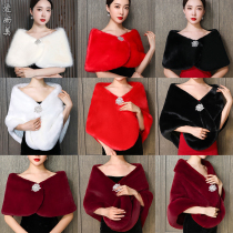 Bride fur shawl autumn and winter New fur wedding dress banquet wine bridesmaid cheongsam Xiuhe suit