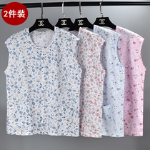Summer thin cotton vest womens middle-aged large-size open sleeveless vest old woman cotton wide-shouldered undershirt women