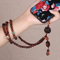 More Jimmy red sour branch sandalwood mobile phone chain lanyard female ancient style hanging neck hanging wrist long short Net Red Wood