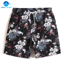 GuyLang Summer Water Park Couple Beach Pants Quick Dry Loose Mens Swim Trunks Five Point Shorts Can Swim Trunks