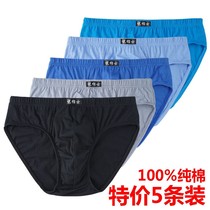Hengyuan Xiang All-pure Cotton Mens Underwear Triangle Pants Young Dad All Cotton Middle Aged Big Code Fat Guy High Waist Underwear