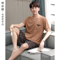 LYCRA Lycra Pajamas Men Summer Cotton Short Sleeve Loungewear Thin 2022 New Set Ready to Wear