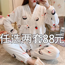 Pregnant womens pajamas in winter thickened and velvet postpartum coral Velvet Moon clothing autumn 11th 10 breastfeeding pregnancy 12