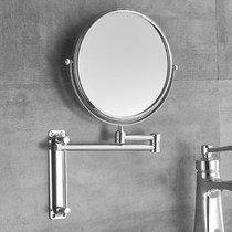 Stainless steel beauty mirror Makeup mirror mirror Bathroom mirror Wall-mounted double-sided telescopic mirror Enlarged makeup mirror