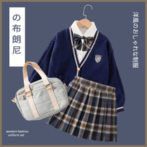 Girls dress Dress Spring Autumn Season Suit Academy Wind Big Boy Jk Uniform Three Sets Children Foreign Air Spring Dress Dress