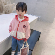 Childrens hooded jacket childrens foreign style coat girl cartoon loose baby Korean cardigan 2021 Autumn New