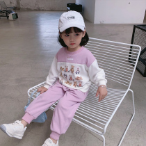 Small childrens clothing foreign style suit childrens leisure two-piece baby sweatpants girls 2021 early Autumn New