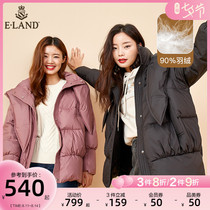 ELAND clothing love winter hooded double-sided pocket fashion down jacket jacket female fluffy warm EETZ63