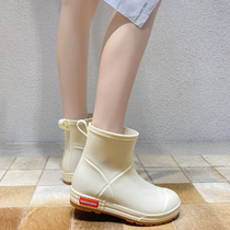 Export fashion mid-tube rain boots non-slip outer water shoes Summer work rubber shoes Student waterproof Martin rain shoes female