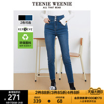 TeenieWeenie Bear Jeans Women High Waist Elastic ankle-length pants Autumn Dress Environmental Protection New Life