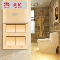 Yuba four-open universal lamp warm waterproof 86 type panel with cover 4 open household bathroom four-in-one toilet switch