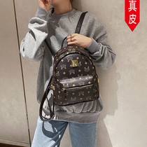 Brand Womens Bag Leather Shoulder Bag 2021 New Joker Rivet Backpack Net Red Shopping Travel Small Book Bag