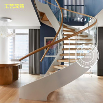 Beijing-Tianjin-Hebei large indoor outdoor steel structure curved rotating stairs Beijing commercial net red solid wood overall stairs