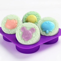diy handmade soap mold fragrant soap silicone soap mold round four hole KT cat Mickey jingling cat about 340g