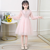 Girl Spring Dress Super Ocean Yarn Dress 2022 New Girl Trendy Korean Version CUHK Children Long Sleeve Princess Dress Dress