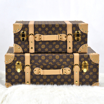 Leather portable storage box Model room Cloakroom storage box Suitcase Photography shooting box Decoration ornaments