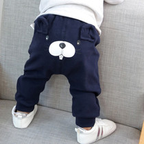 Childrens clothing baby pants autumn winter boys and girls baby plus velvet big pp pants cotton children open stall Harlem pants outside wear