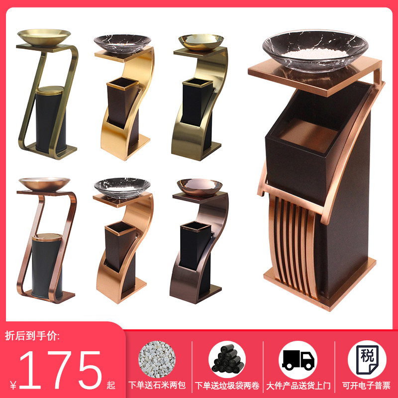 Hotel trash can lobby vertical stainless steel elevator door hotel creative hall commercial with soot bucket