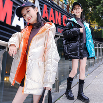 Girls down jacket 2021 Winter New Big Boy foreign style long coat 12 girls thick winter wear 15 years old