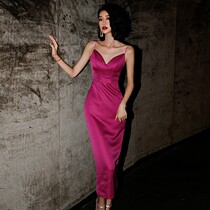 High-end small evening dress 2021 new temperament big socialite birthday party banquet dress female high-end texture