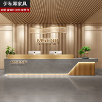 Simple company reception desk hotel lobby welcome desk beauty salon imitation marble paint cashier bar counter
