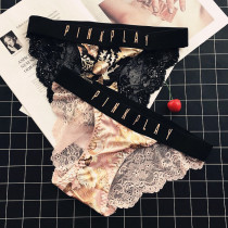 Luxurious Sexy Low Waist Pants Woman Soft Shorts Fashion Triangle Pants Speed Dry Wide Waist Embroidered Letter Lace Fabric