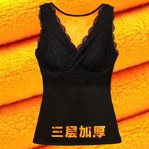 Pregnant woman warm vest plus velvet winter womens thick inner wear tight cotton base shirt lace size underwear vest