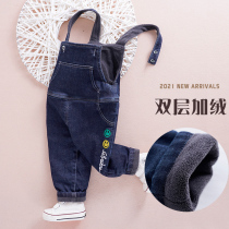 Baby pants Autumn New plus velvet thick open crotch boys autumn children one year old baby jeans children