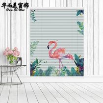 Aluminum alloy Louver Curtain printed bedroom fashion office blackout hand lift toilet non-perforated roller blind