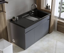 Stainless steel laundry cabinet Balcony laundry pool with washboard Quartz stone integrated household bathroom bathroom cabinet combination floor