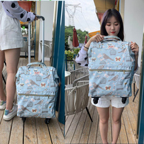 New product can pull back large capacity trolley bag waterproof printing universal wheel shoulder bag short distance travel bag