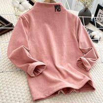 Plus velvet high collar children half high collar base shirt self-heating de Velvet autumn clothes foreign boys and girls with warm top