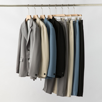 Autumn silk spinning casual suit two-piece male high-grade drop smooth pipe trousers micro-profile suit suit suit