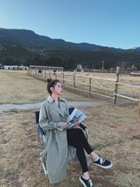 Ofenis21 year straight suit collar autumn long double-breasted commuter trench coat loose English coat