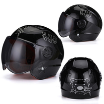 Childrens animal helmet motorcycle Four Seasons boy riding electric car helmet Black personality battery car windproof