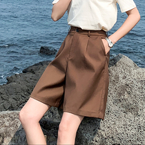 Loose suit shorts womens 2021 new fashion loose thin tooling straight five-point pants casual wide-leg pants
